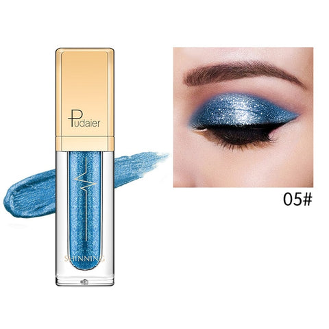 Pudaier 18 Colors Shine Smoky Eyeshadow Waterproof Dimond Glitter Liquid Eyeshadow Women's Cosmetic Eyeshadow Eyeliner