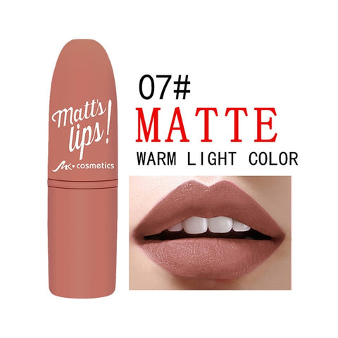 MK Brand 12 Colors Nude Matte Lipsticks batom mate Sexy Lips Color Cosmetics Waterproof Long Lasting Lipgloss Lip Tint Makeup